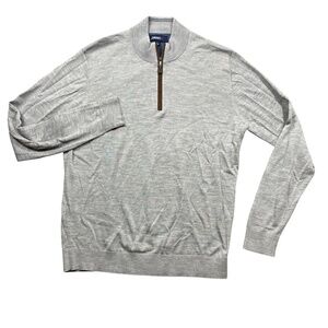 Johnnie-O Large Grey Sweater Long Sleeve‎ 1/4 Zip Lightweight Soft